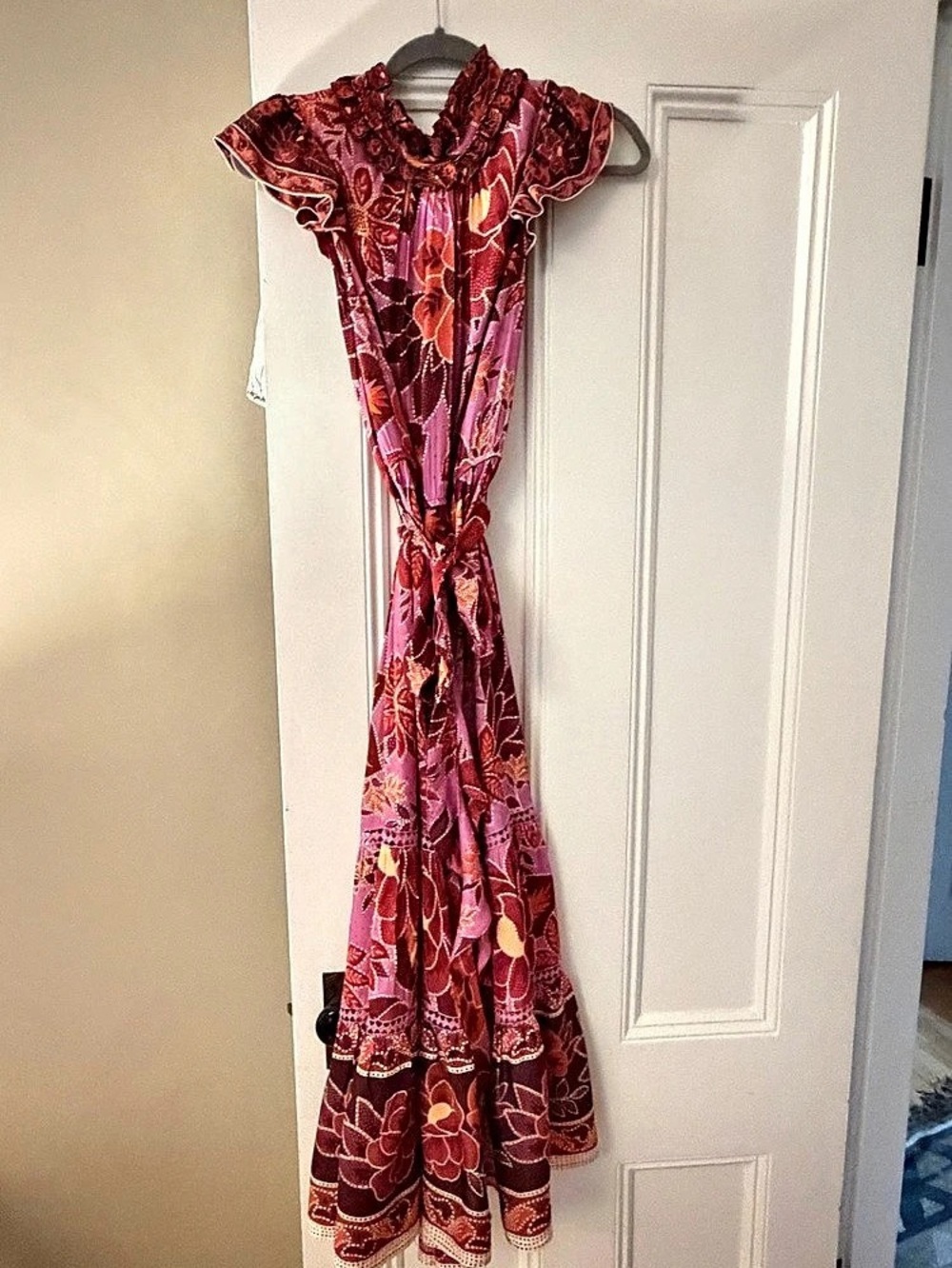 Farm Rio Floral Maxi Dress in pink, orange and red. Like New.